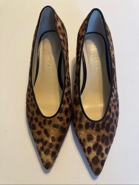 Marc Fisher Leopard-Print Pointed Toe Flats in Brown and Black